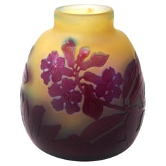 French Art Nouveau Signed Primula Emile Gallé Cameo Glass Vase circa, 1920