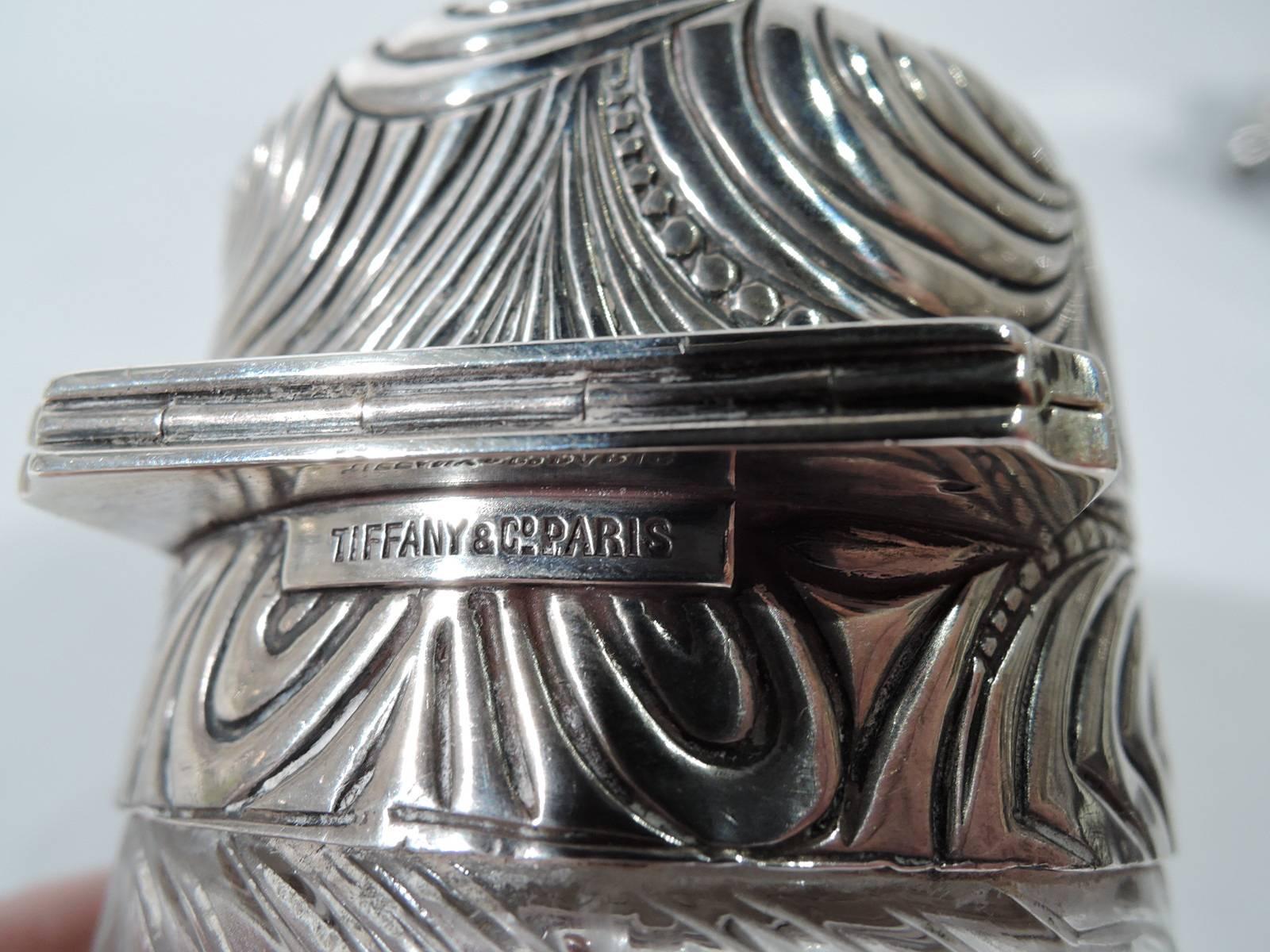 French Art Nouveau Silver and Crystal Vanity Jar by Tiffany of Paris 1