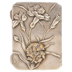Antique French Art Nouveau Silver Floral Pill Box