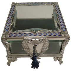 French Art Nouveau Silver Plate and Enamel Jewelry Box, circa 1900