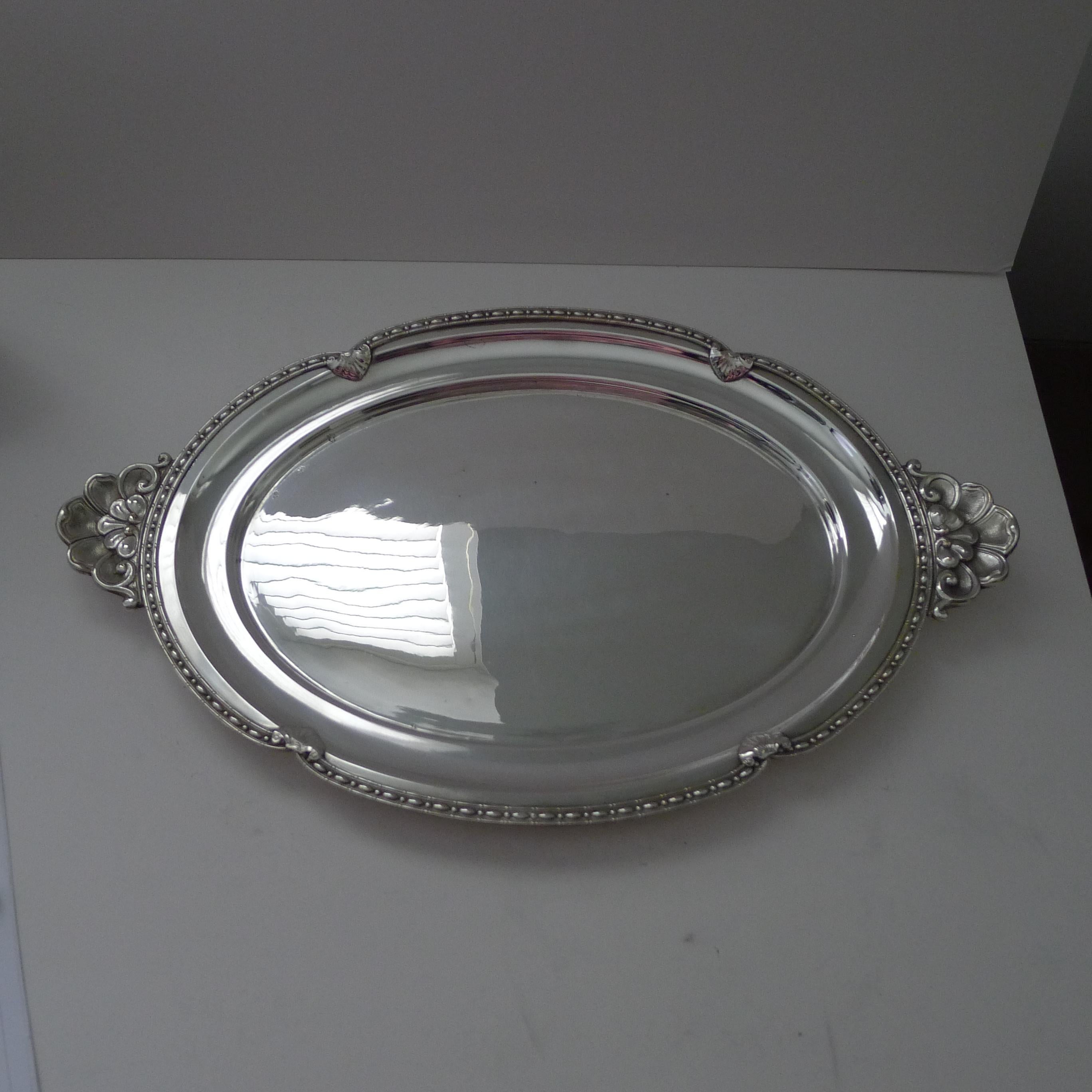 French Art Nouveau Silver Plated Cocktail Tray by Orfèvrerie Claude Perrin  In Good Condition For Sale In Bath, GB