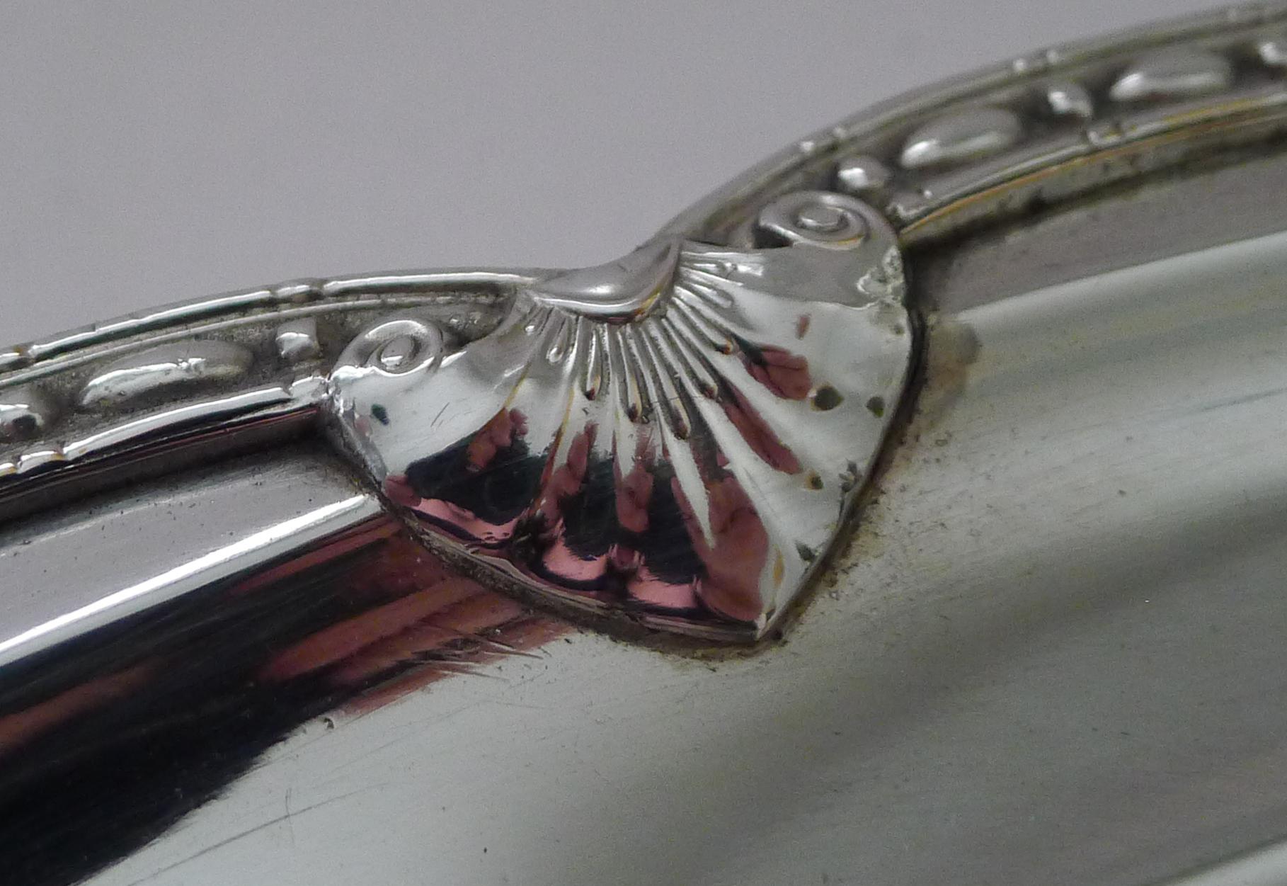 Early 20th Century French Art Nouveau Silver Plated Cocktail Tray by Orfèvrerie Claude Perrin  For Sale