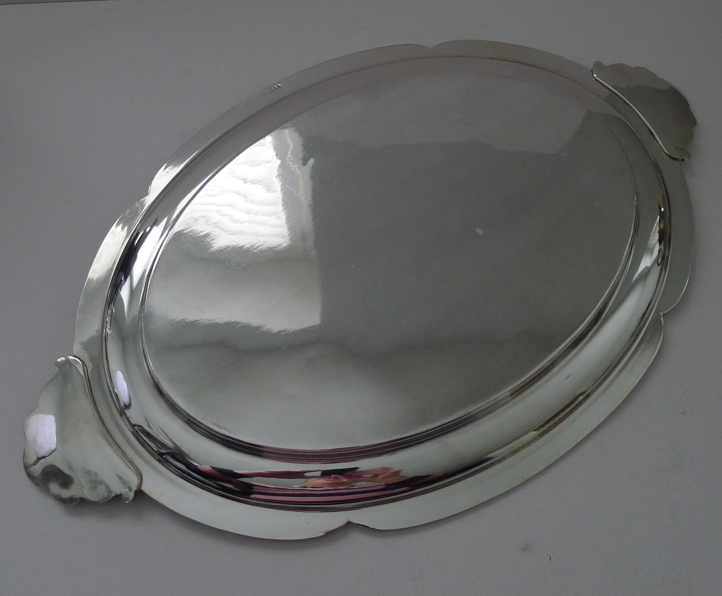 French Art Nouveau Silver Plated Cocktail Tray by Orfèvrerie Claude Perrin  For Sale 2