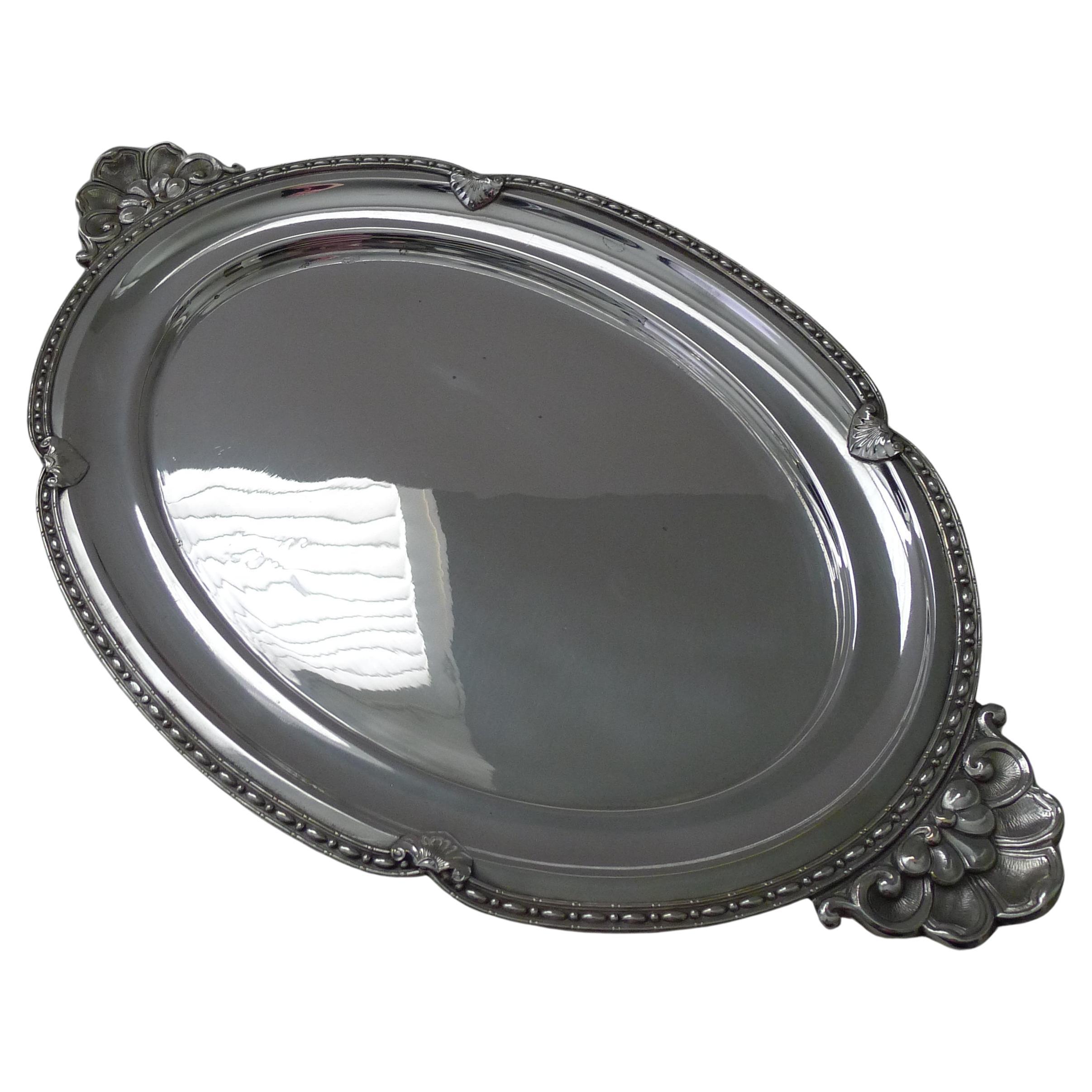 French Art Nouveau Silver Plated Cocktail Tray by Orfèvrerie Claude Perrin 