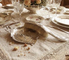 French ART NOUVEAU Silver-Plated Crumb Brush and Pan Set by Victor Saglier