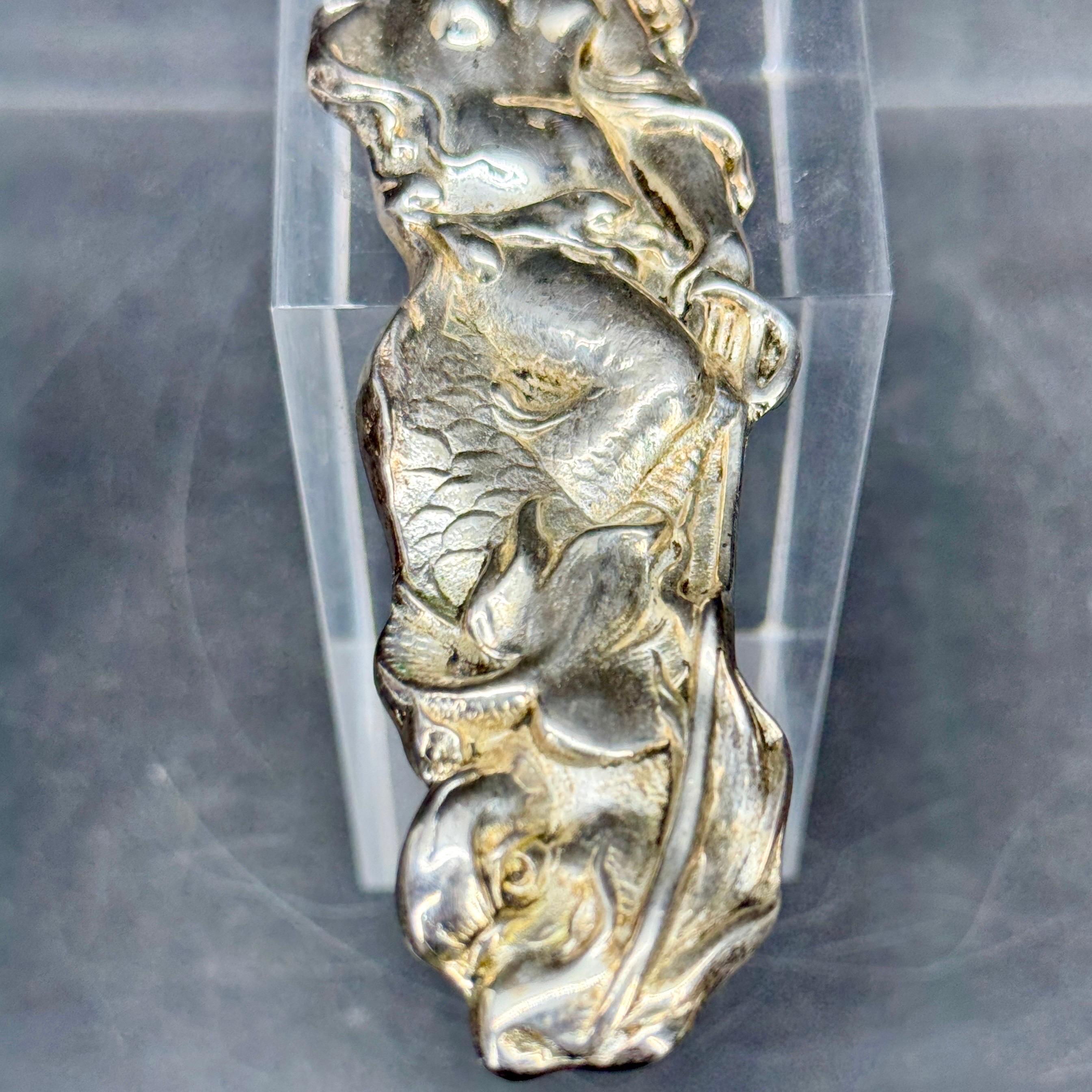 French Art Nouveau Silver Plated Nude Lady Letter Opener For Sale 2