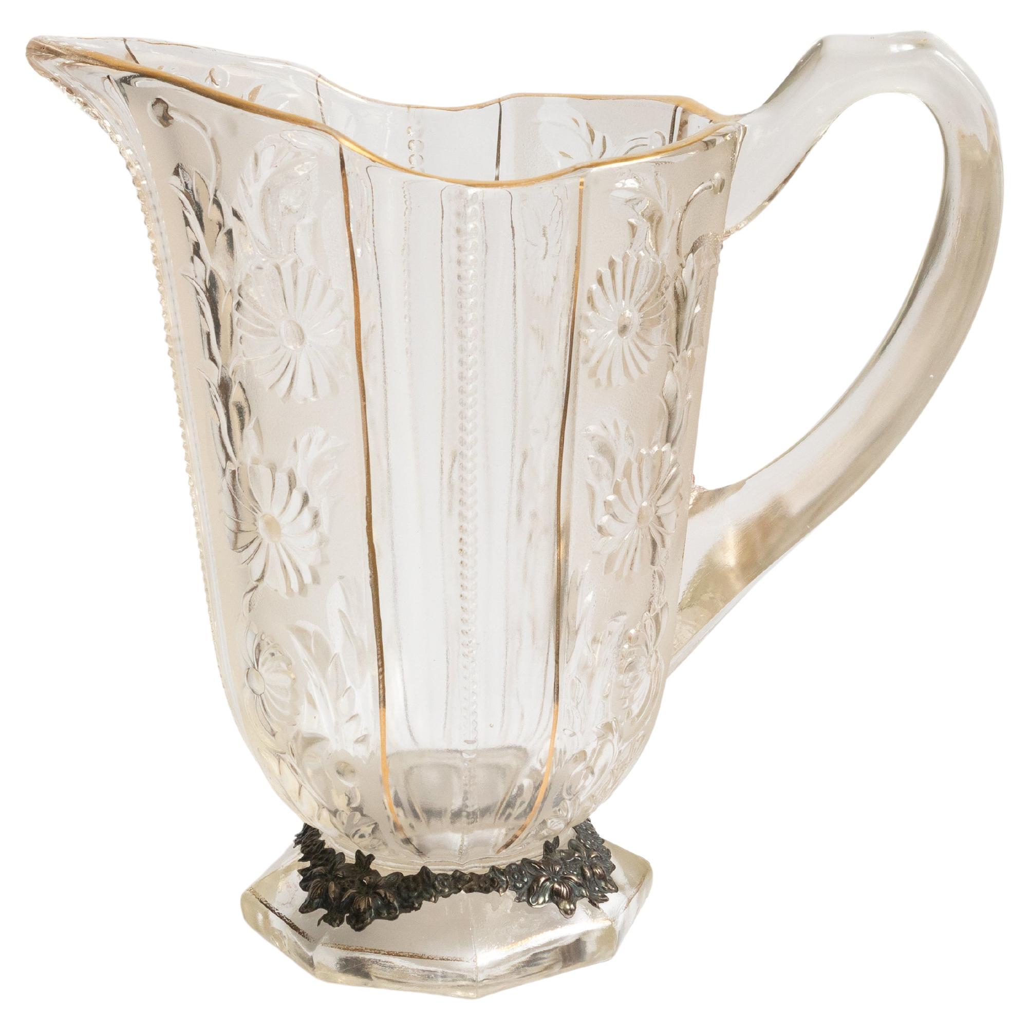 French Art Nouveau Silvered Jug, 20th Century