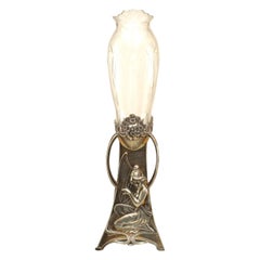 French Art Nouveau Silvered Metal Bud Vase