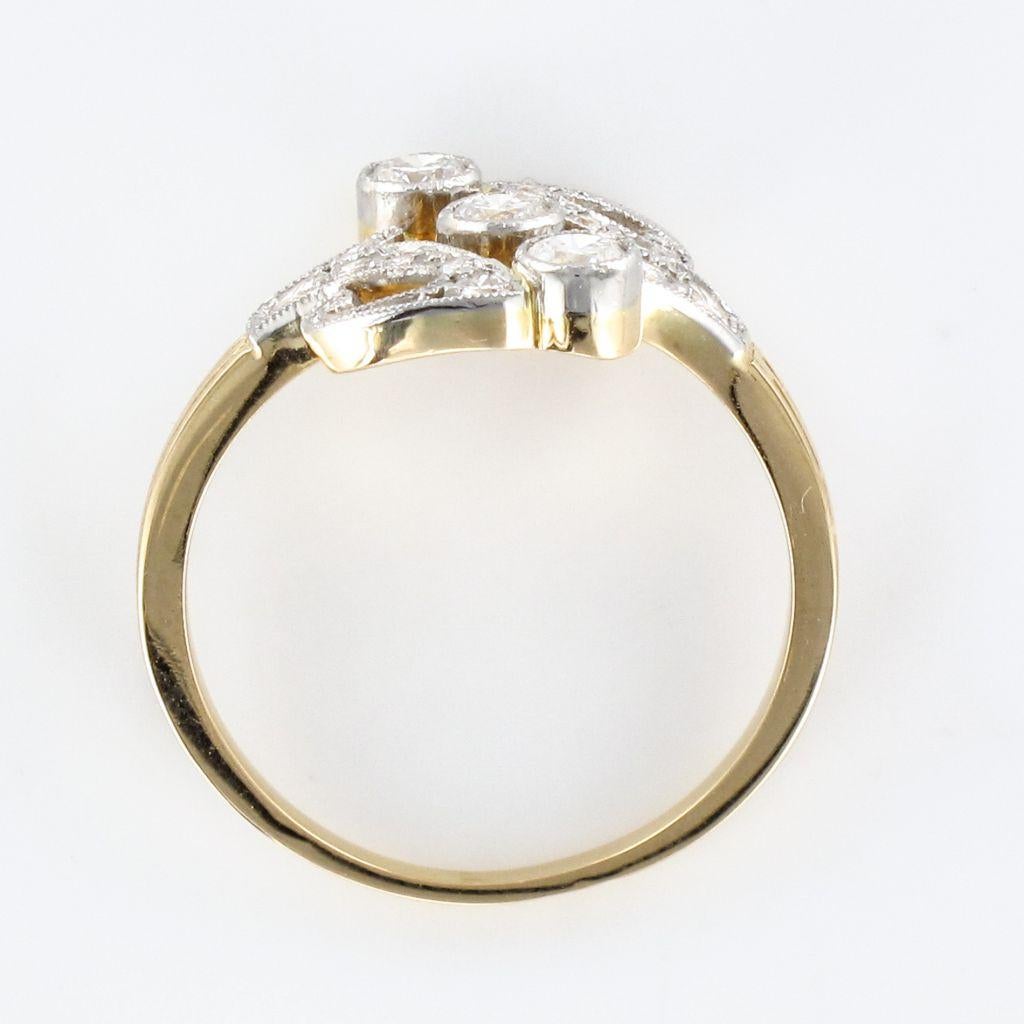 French Art Nouveau Spirit Gold Platinum Ring 9