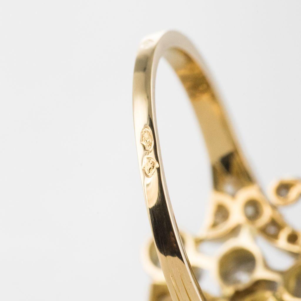 French Art Nouveau Spirit Gold Platinum Ring 10