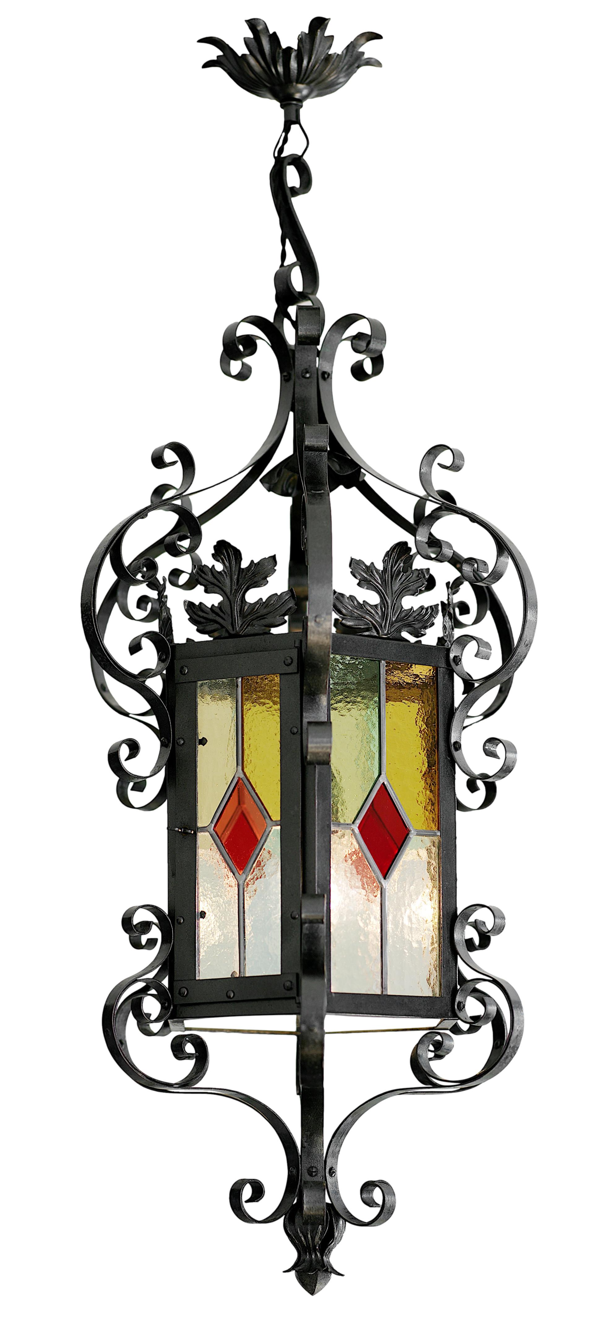 French Art Nouveau Stained-Glass Lantern, 1890-1900 For Sale 6