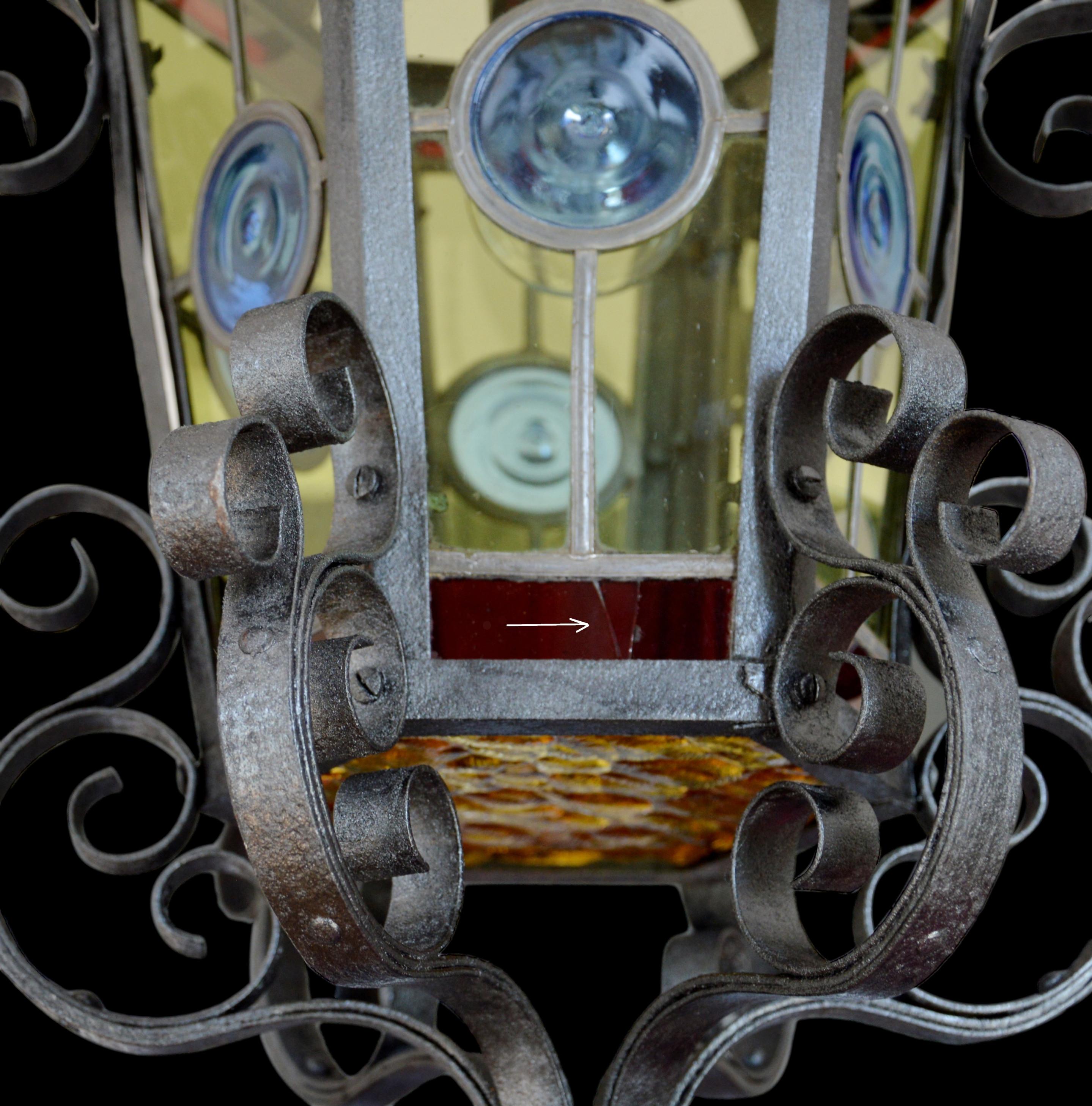Lanterne française Art Nouveau en verre teinté, 1890-1900 4