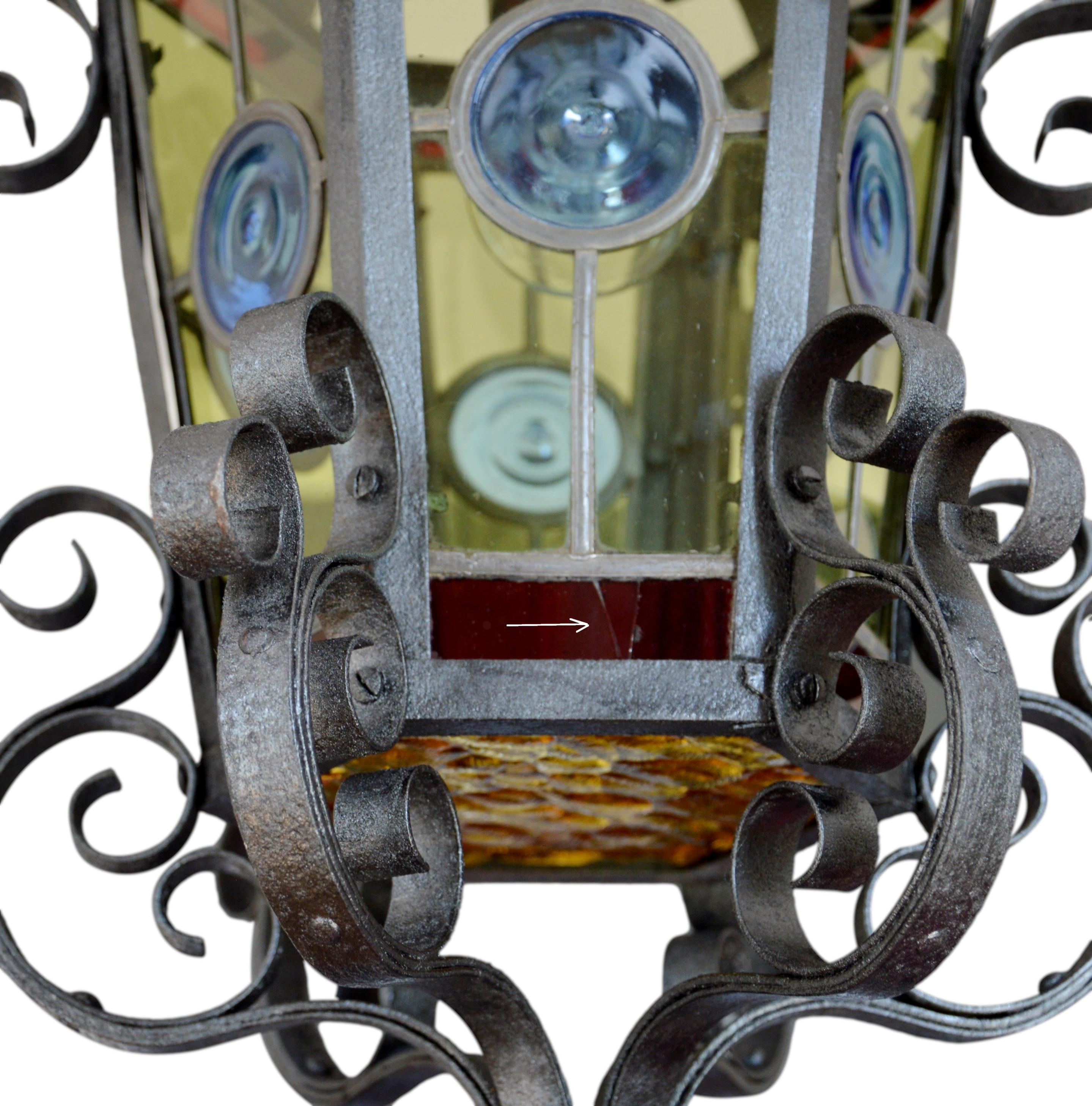 Lanterne française Art Nouveau en verre teinté, 1890-1900 5