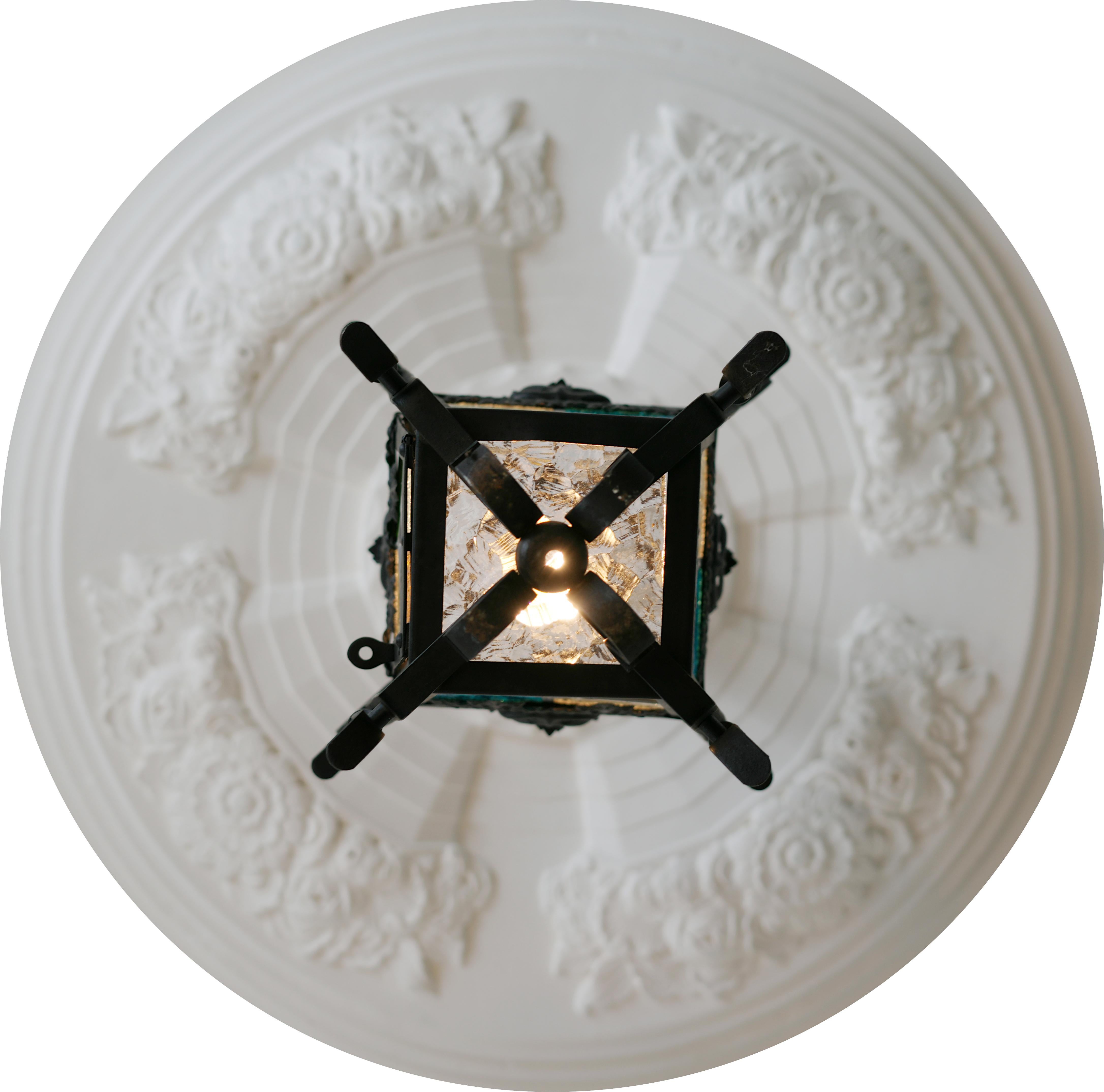 Französische Jugendstil-Laterne aus Buntglas, 1890-1900 im Angebot 7