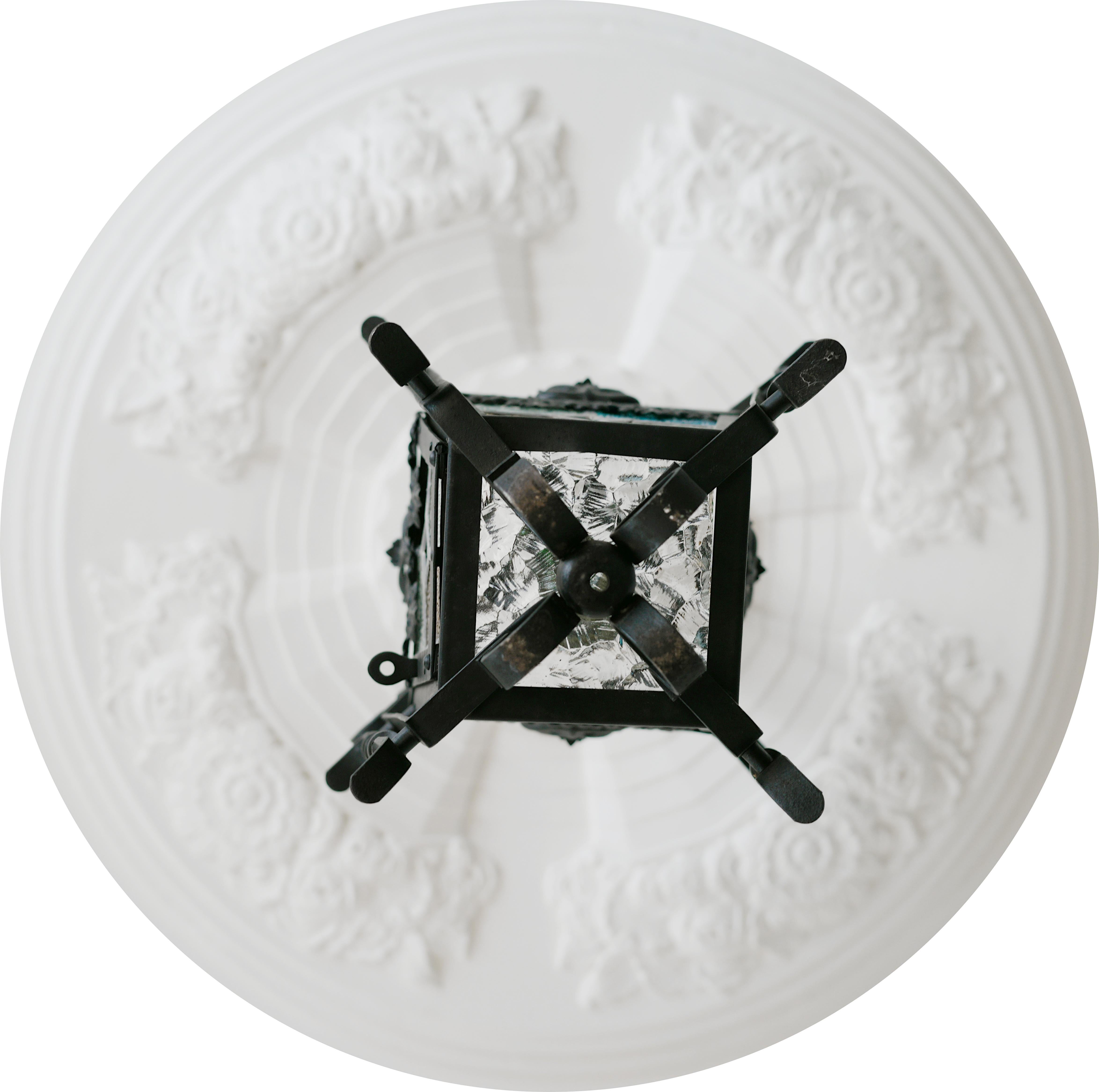 Französische Jugendstil-Laterne aus Buntglas, 1890-1900 im Angebot 8