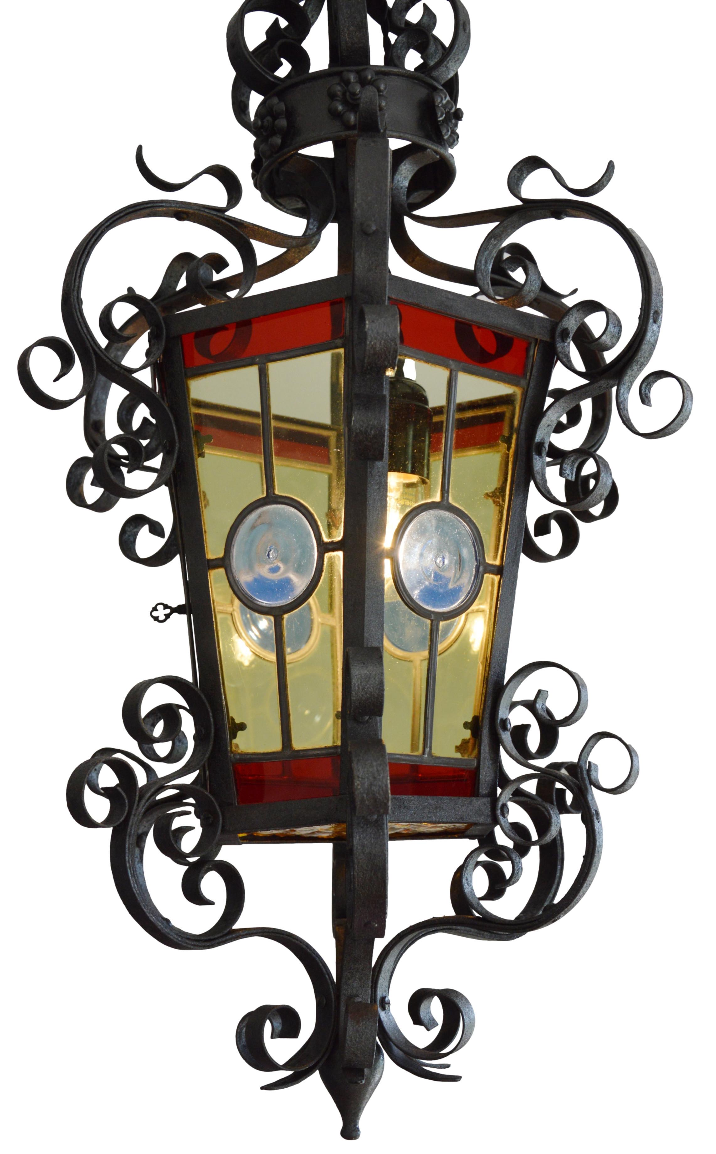 19th Century French Art Nouveau Stained-Glass Lantern, 1890-1900 For Sale