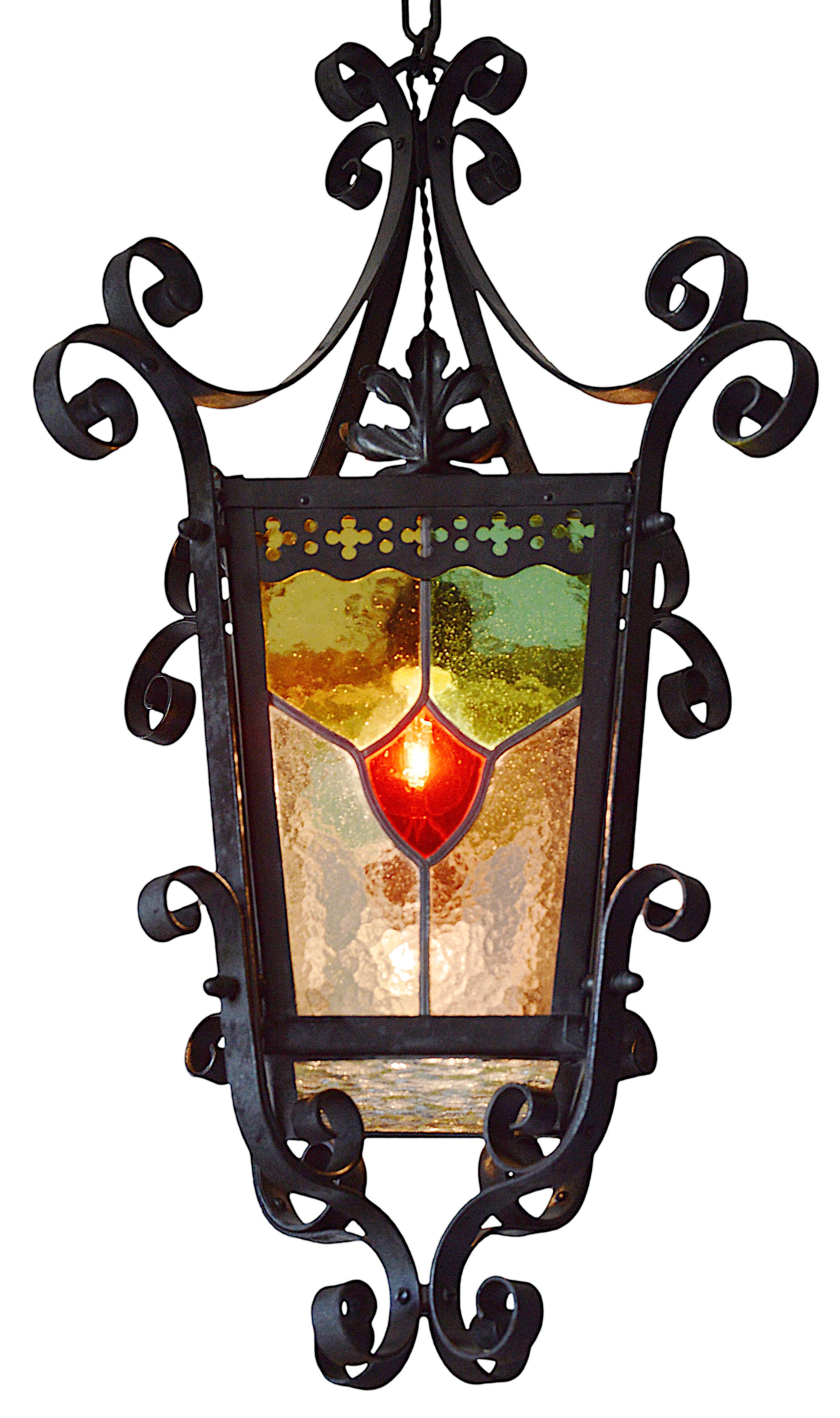 French Art Nouveau Stained-Glass Lantern, 1890-1900  1