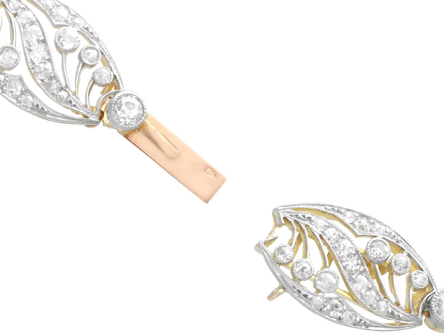 Bracelet en or jaune 18 carats de style Art nouveau français avec diamants de 4,35 carats, c. 1905 en vente 5