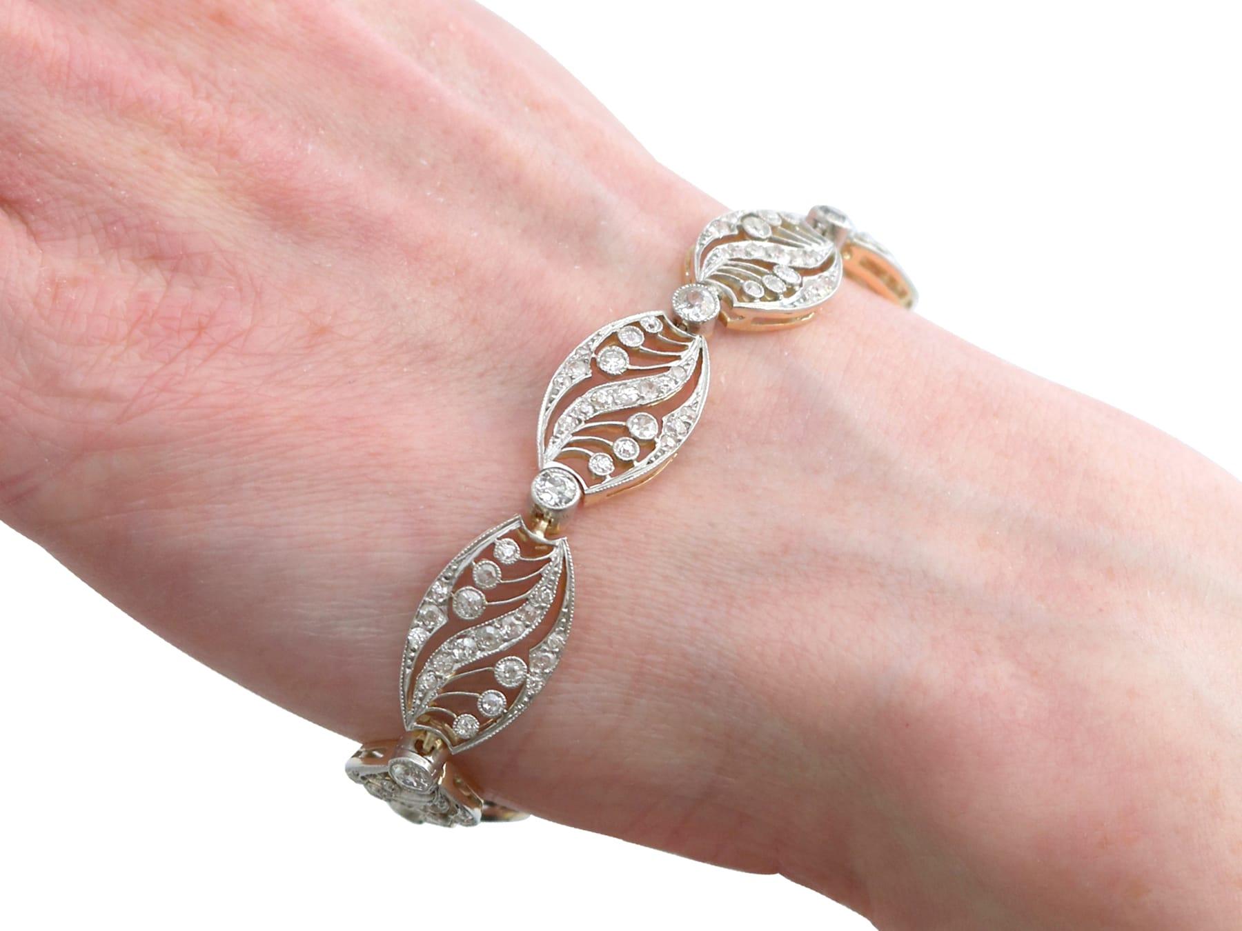 Bracelet en or jaune 18 carats de style Art nouveau français avec diamants de 4,35 carats, c. 1905 en vente 10