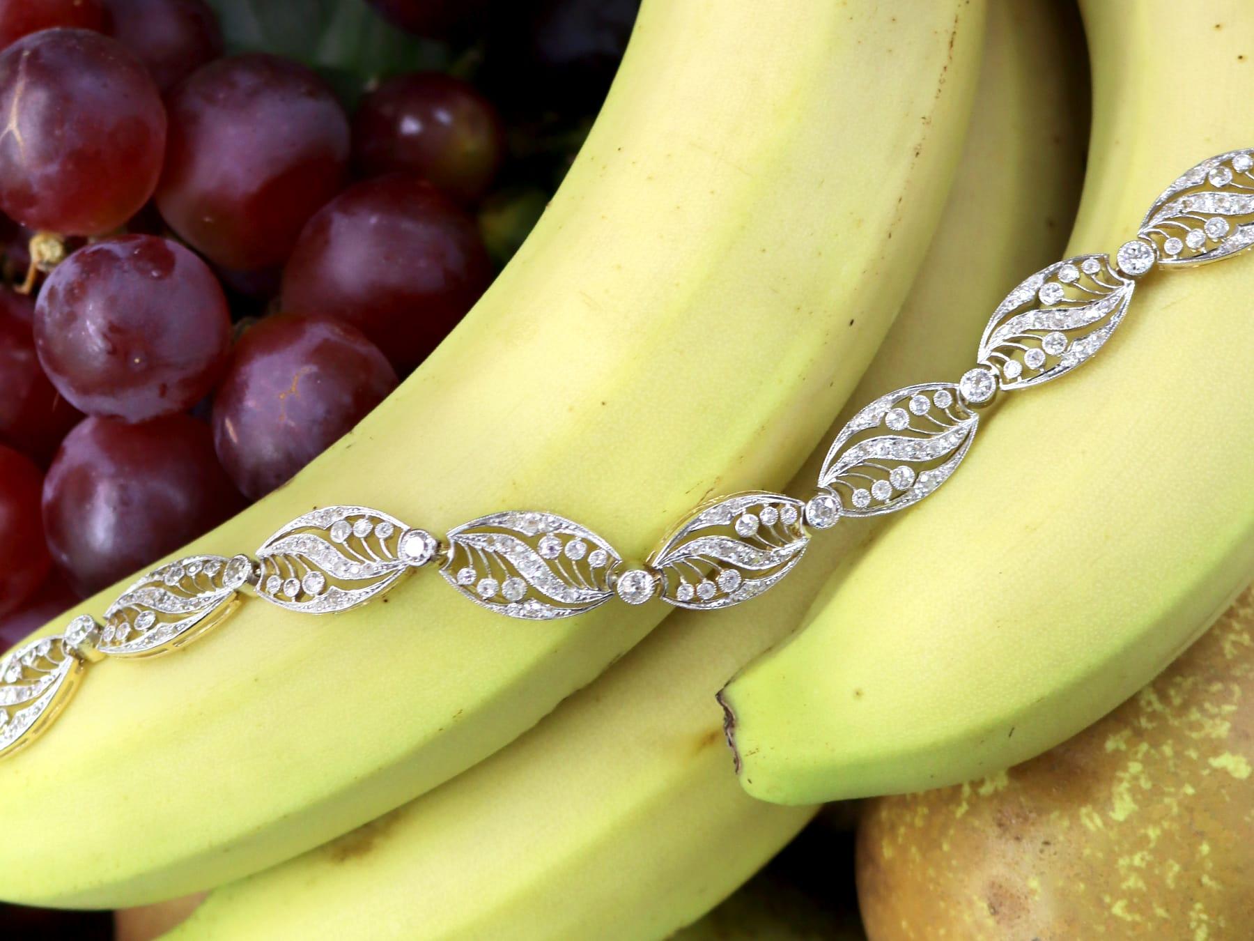 Bracelet en or jaune 18 carats de style Art nouveau français avec diamants de 4,35 carats, c. 1905 Excellent état - En vente à Jesmond, Newcastle Upon Tyne