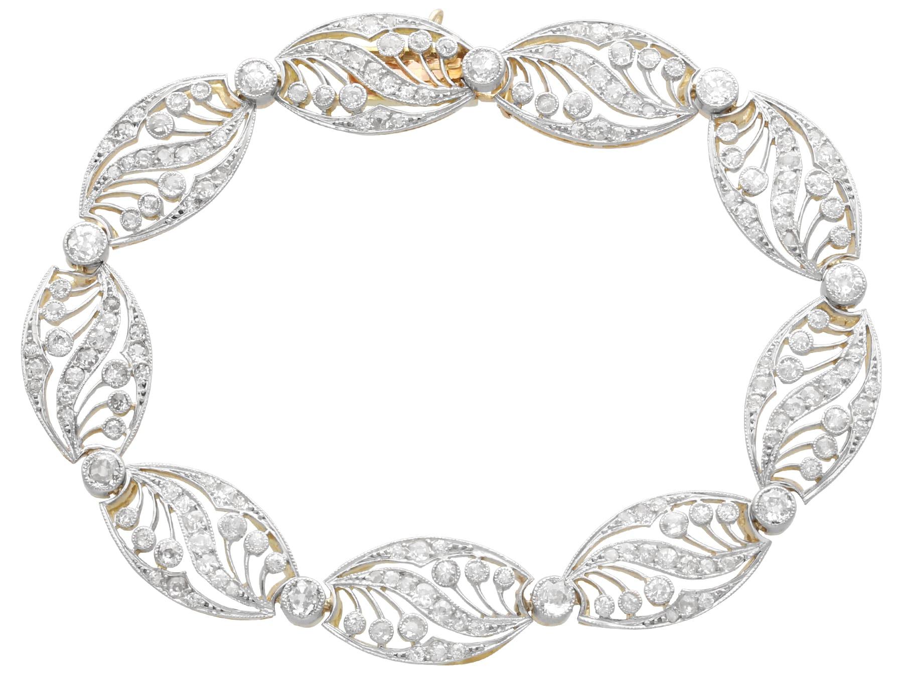 Bracelet en or jaune 18 carats de style Art nouveau français avec diamants de 4,35 carats, c. 1905 Unisexe en vente