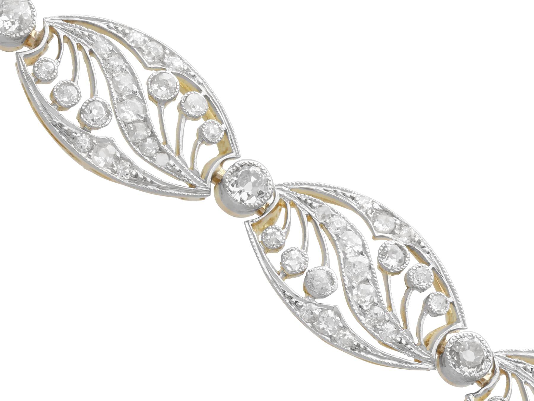 Bracelet en or jaune 18 carats de style Art nouveau français avec diamants de 4,35 carats, c. 1905 en vente 1