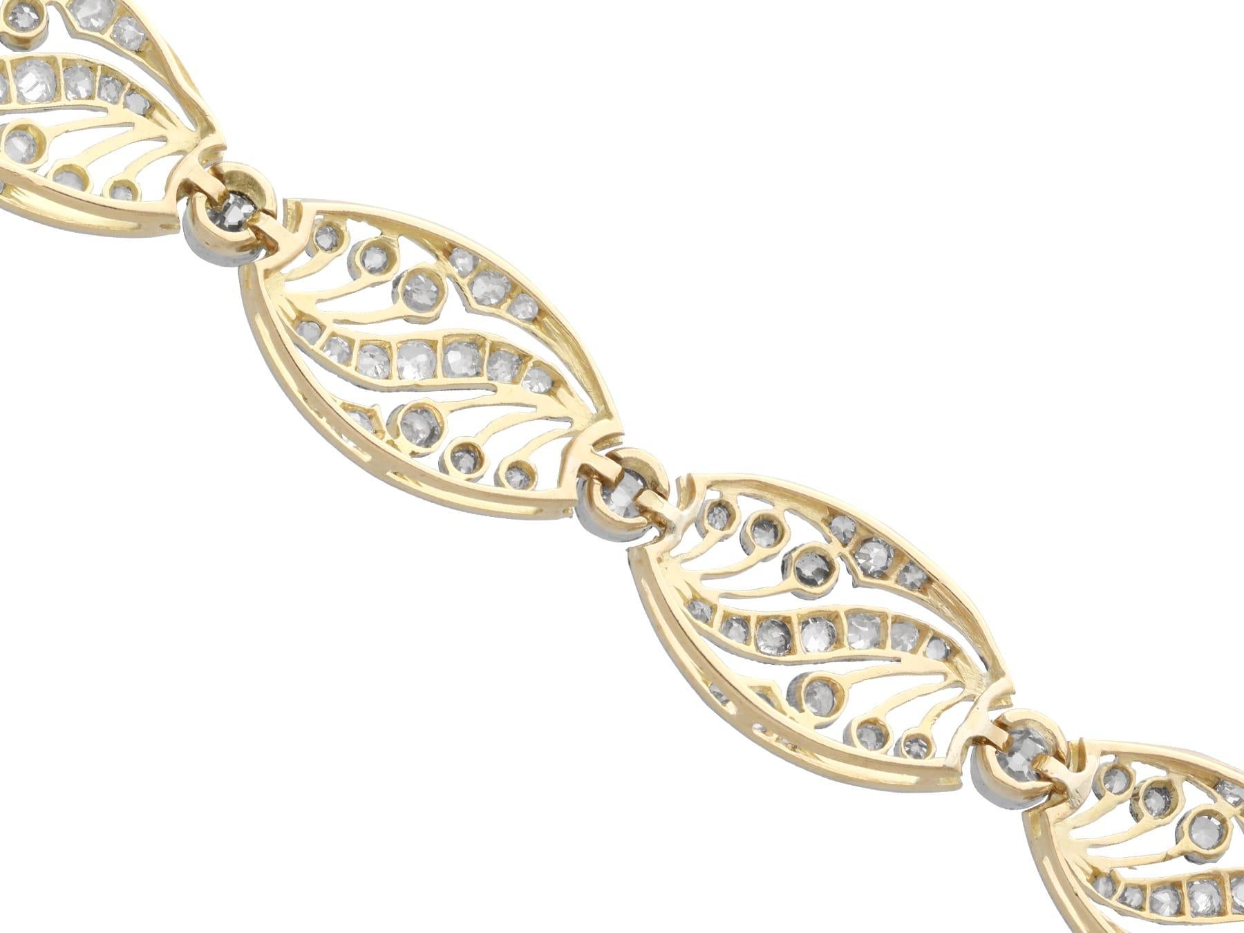Bracelet en or jaune 18 carats de style Art nouveau français avec diamants de 4,35 carats, c. 1905 en vente 3