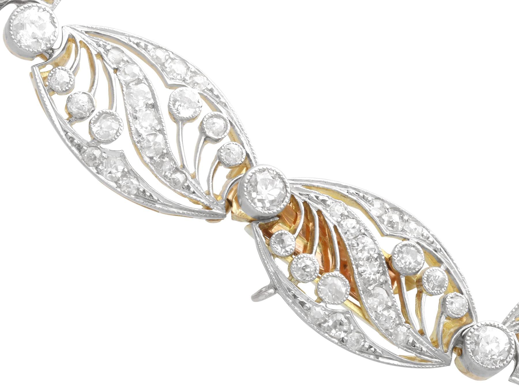 Bracelet en or jaune 18 carats de style Art nouveau français avec diamants de 4,35 carats, c. 1905 en vente 4