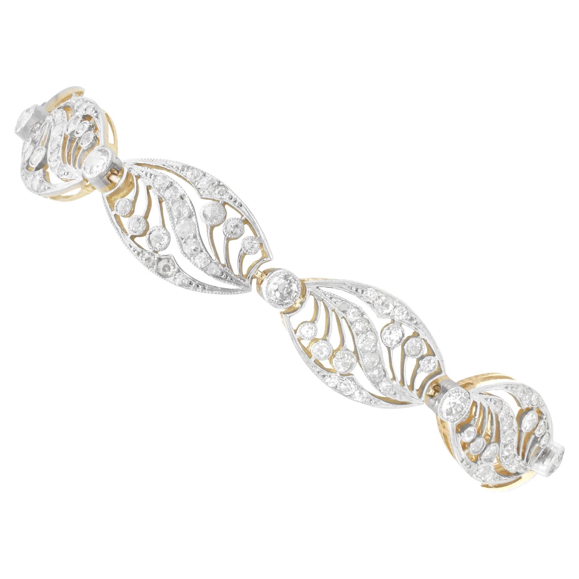 French Art Nouveau Style 4.35 Carat Diamond 18k Yellow Gold Bracelet Circa 1905