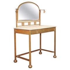 French Art Nouveau Style Bronze and Marble Top Vanity Signed Pardon