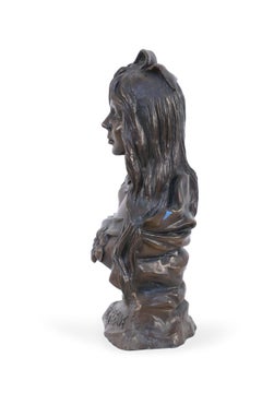 French Art Nouveau Style Bronze Bohemian Woman Bust
