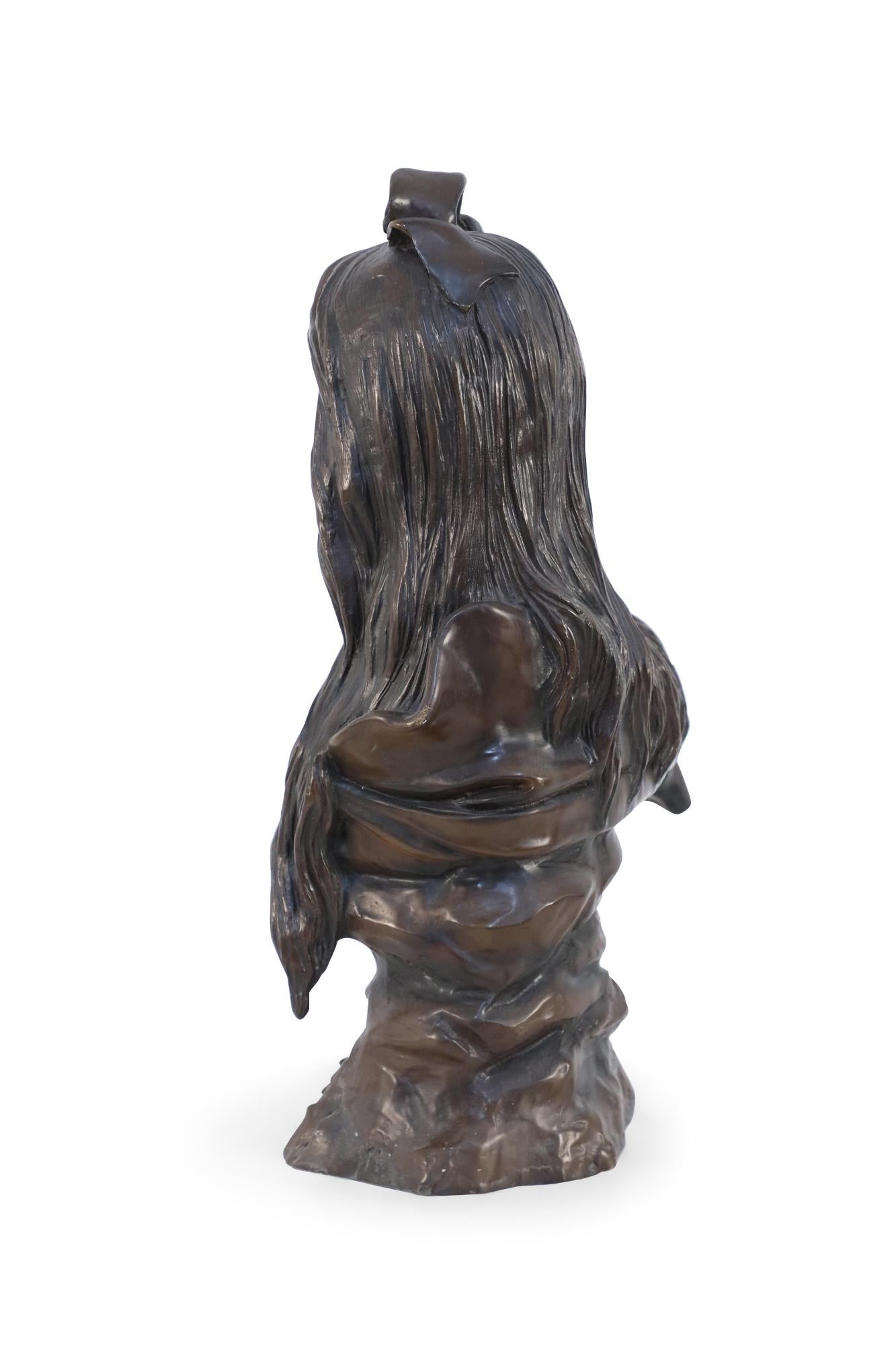 French Art Nouveau Style Bronze Bohemian Woman Bust In Good Condition For Sale In New York, NY