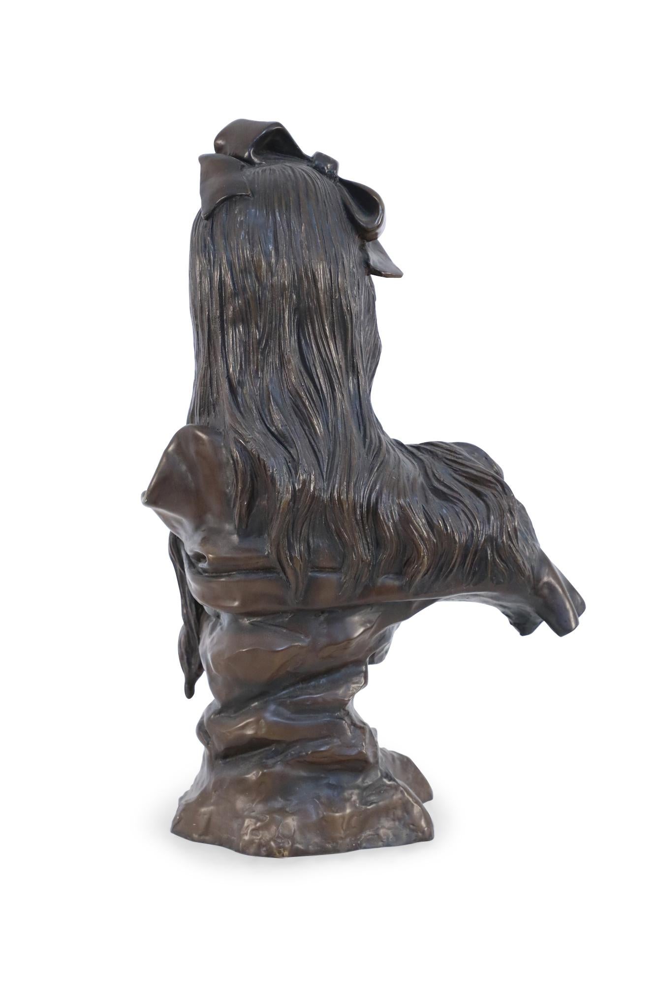 20th Century French Art Nouveau Style Bronze Bohemian Woman Bust For Sale