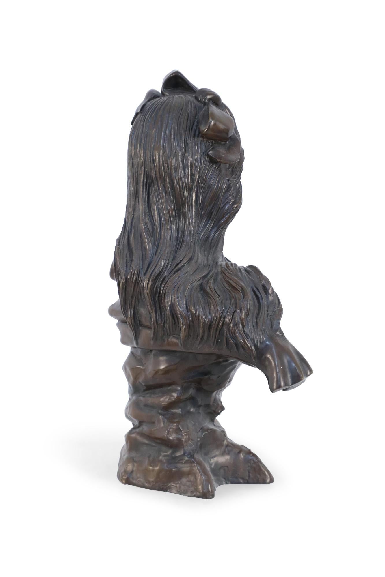 French Art Nouveau Style Bronze Bohemian Woman Bust For Sale 1