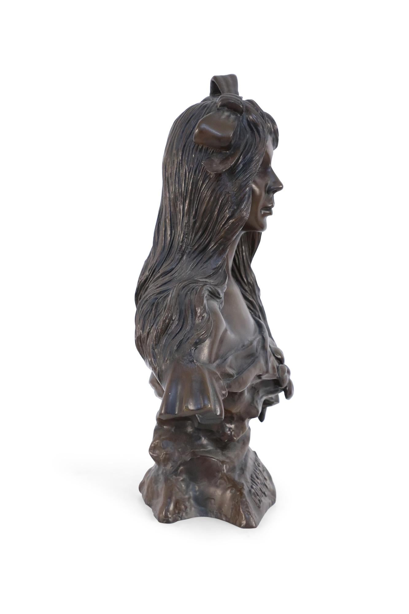 French Art Nouveau Style Bronze Bohemian Woman Bust For Sale 2