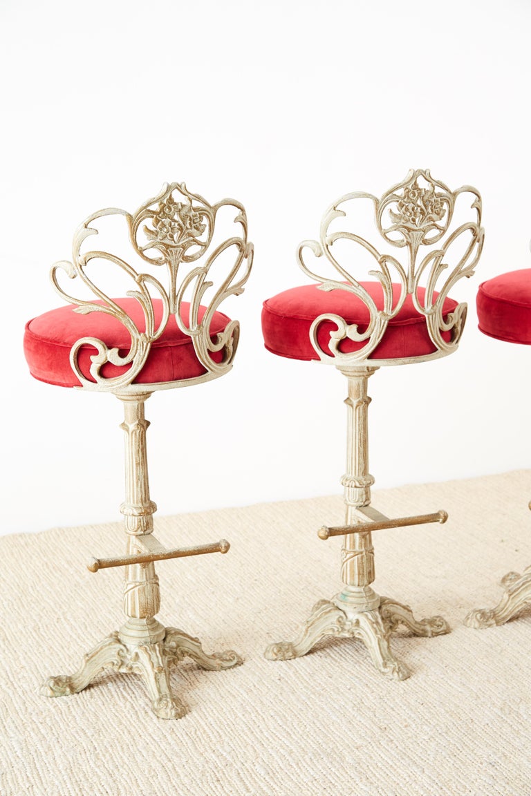 French Art Nouveau Style Cast Iron Bar Stools at 1stDibs
