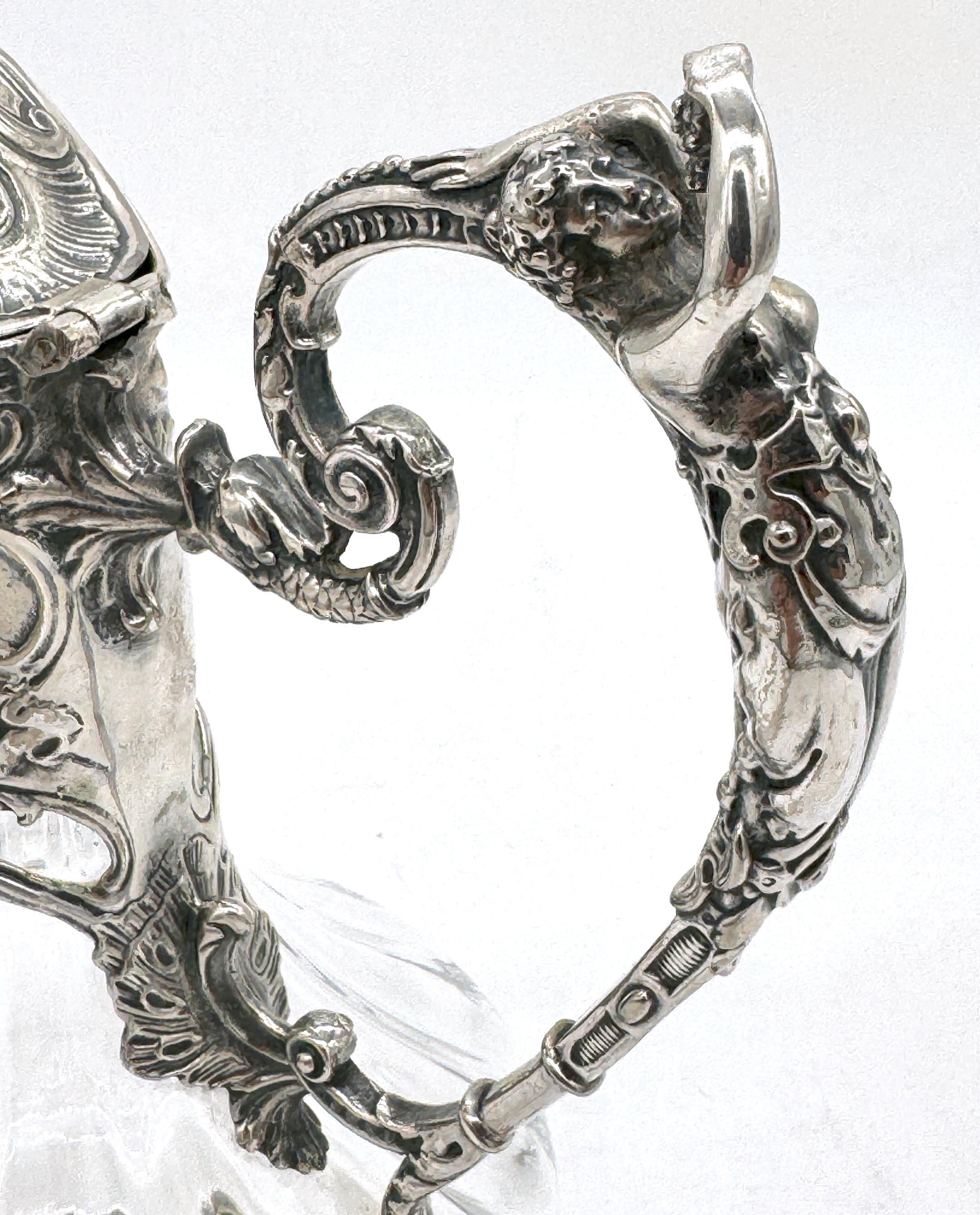 Jarra de clarete francesa de estilo Art Nouveau Figural Silverplate & Cristallerie Lorraine en venta 1