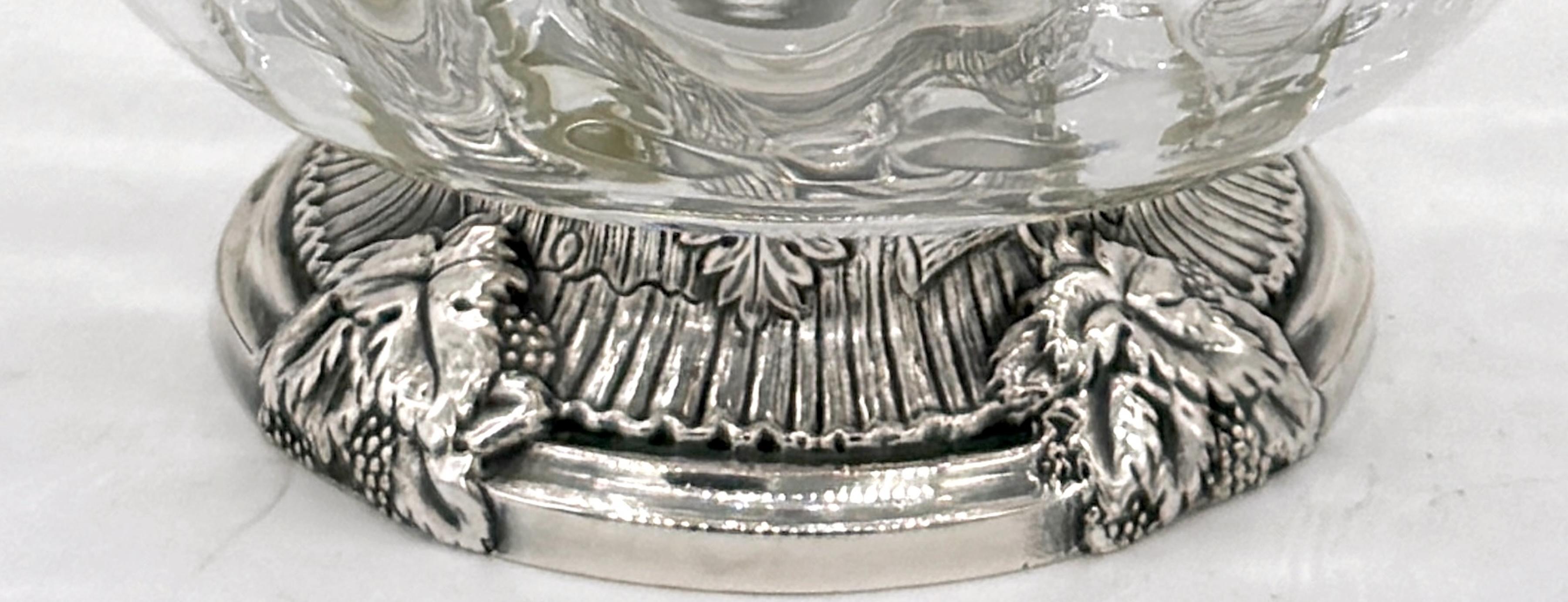 Jarra de clarete francesa de estilo Art Nouveau Figural Silverplate & Cristallerie Lorraine en venta 2