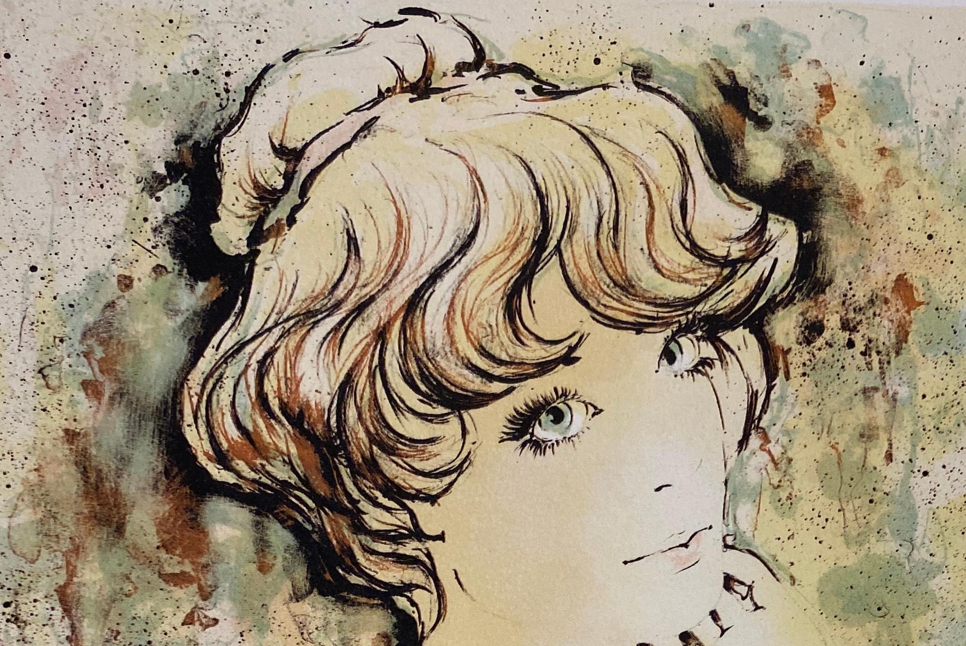 Figurative Farblithographie im französischen Art nouveau-Stil, signiert und nummeriert (Französisch) im Angebot