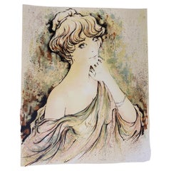 Litografia figurativa a colori in stile Art Nouveau francese, firmata e numerata