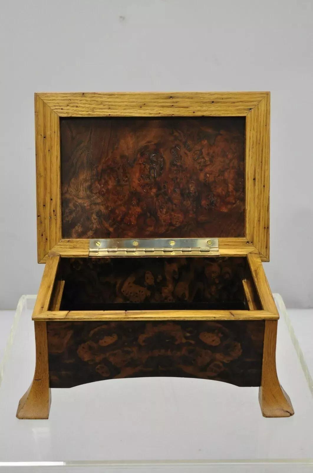 Inconnu Boîte à bijoux de style Art nouveau français en loupe d'orme fabriquée à la main par William Mowry en vente