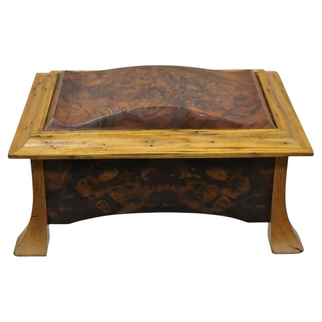 French Art Nouveau Style Handcrafted Elm Burl Wood Jewelry Box by William Mowry
