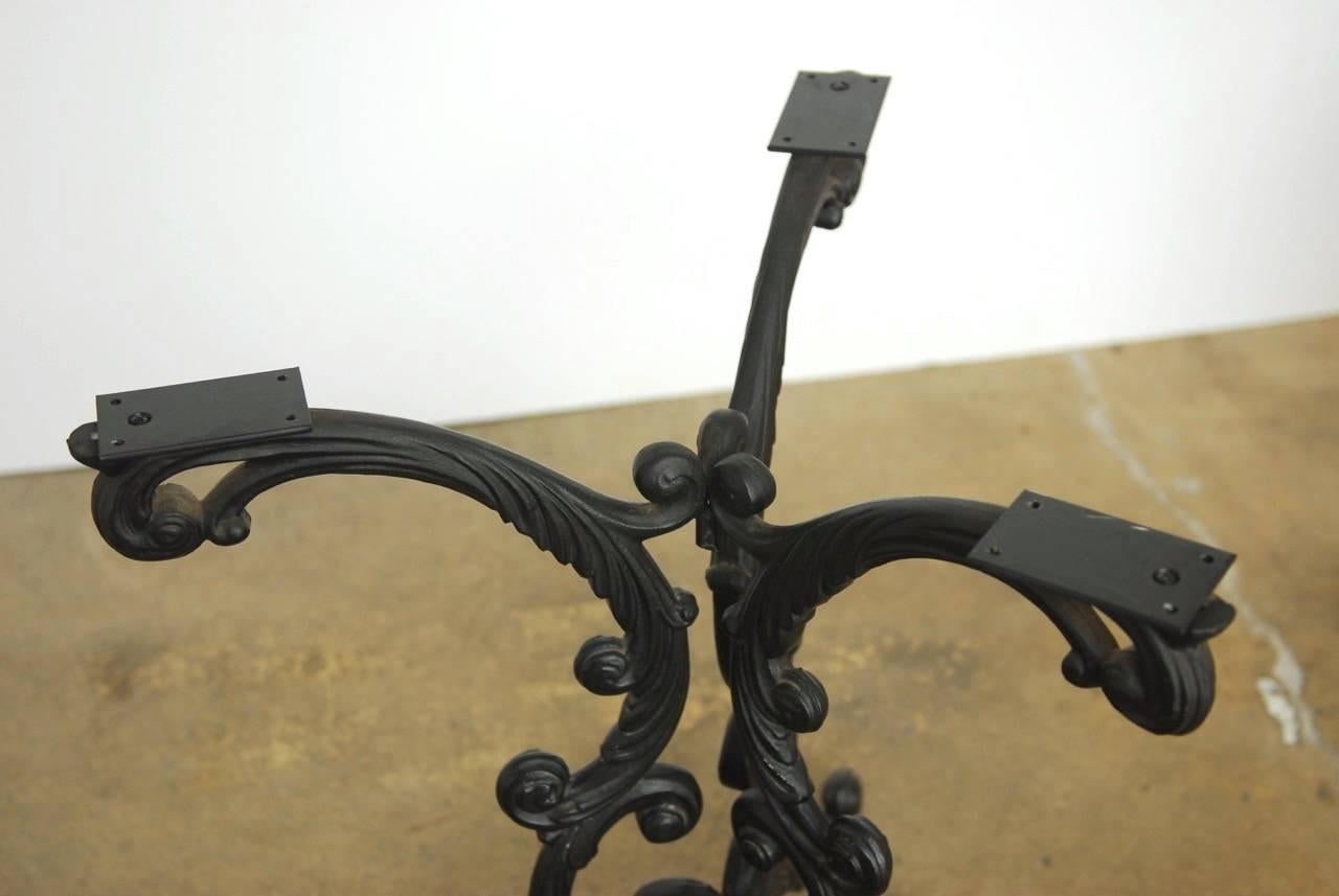 French Art Nouveau Style Iron Marble Bistro Table 5