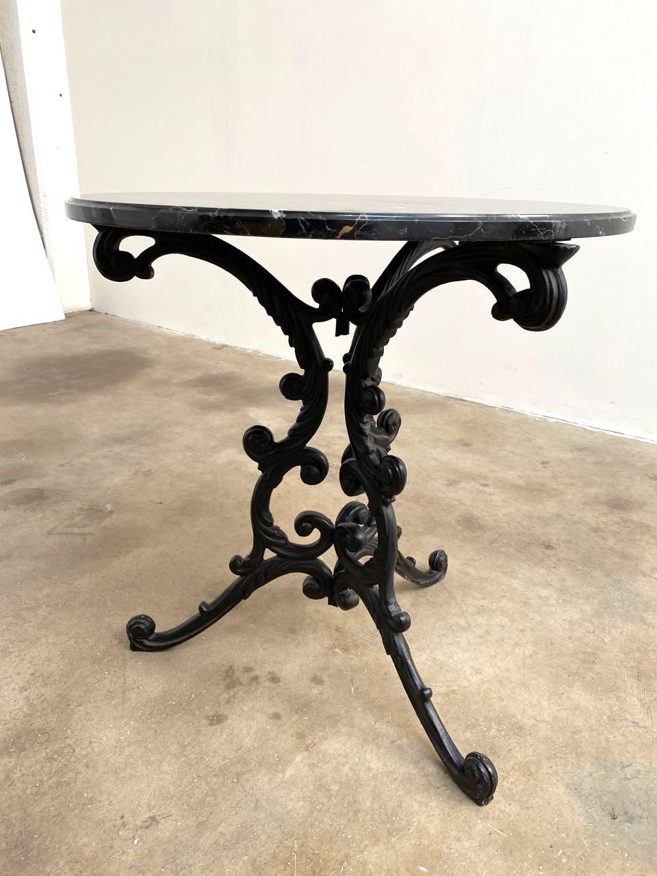 French Art Nouveau Style Iron Marble Bistro Table 5