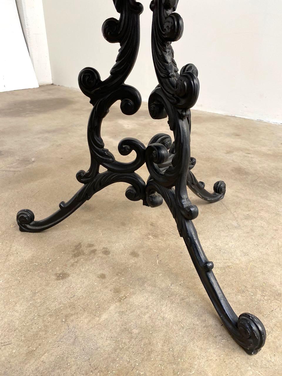 French Art Nouveau Style Iron Marble Bistro Table 6