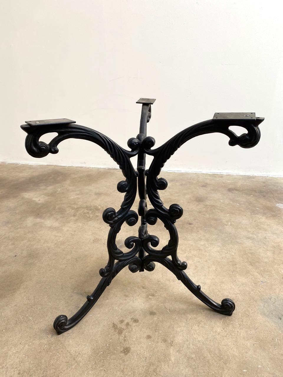 French Art Nouveau Style Iron Marble Bistro Table In Good Condition In Rio Vista, CA