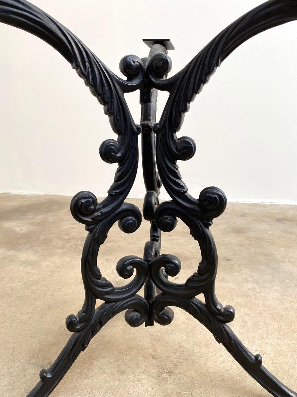 20th Century French Art Nouveau Style Iron Marble Bistro Table