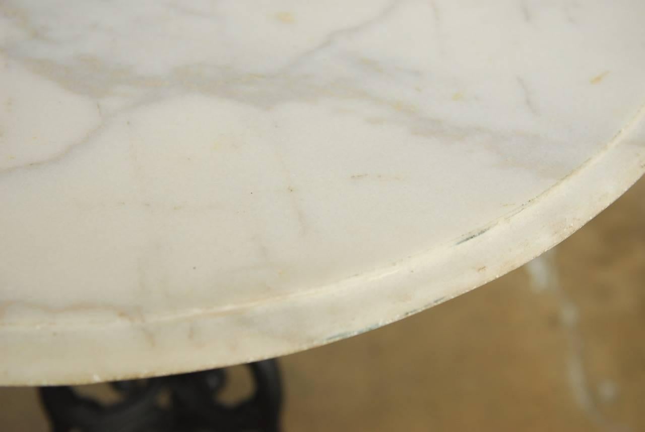 French Art Nouveau Style Iron Marble Bistro Table 1