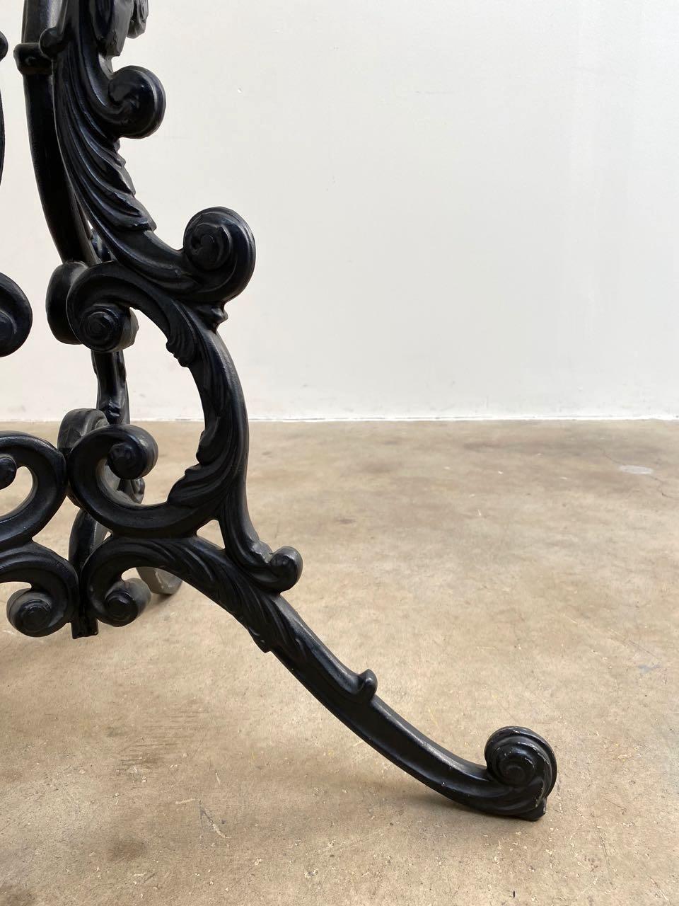 French Art Nouveau Style Iron Marble Bistro Table 1
