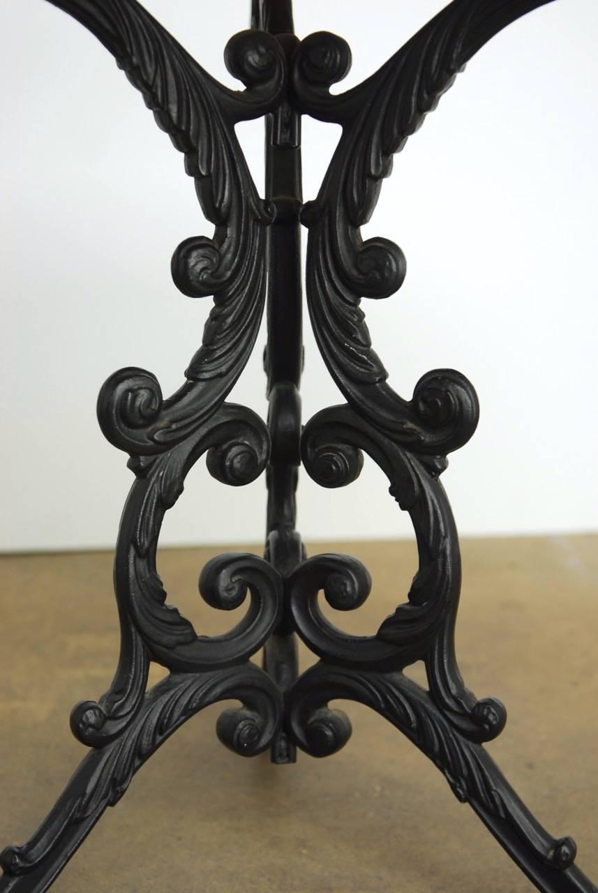 French Art Nouveau Style Iron Marble Bistro Table 2